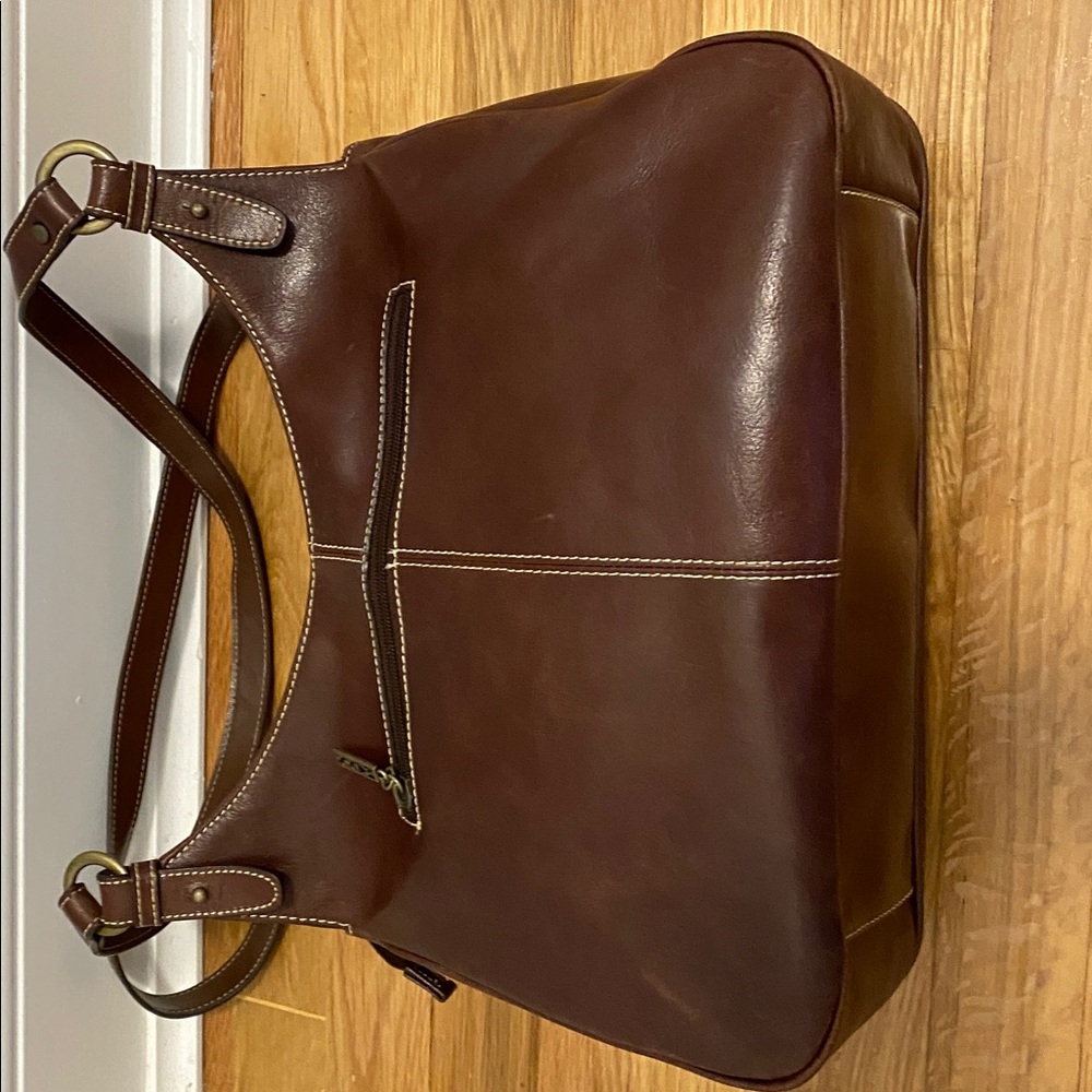 MAX New York Brown Leather Shoulder Bag - Picture 7 of 14